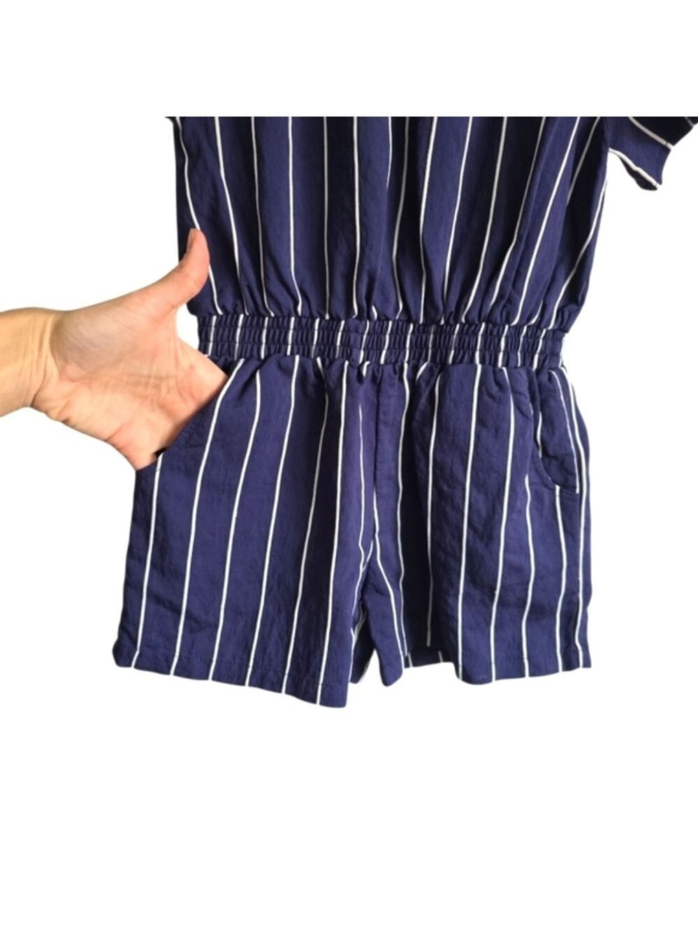 Habitual Striped Romper Blue and White 4T - Picture 6 of 11